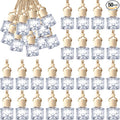 BBTO 50 Pcs Hanging Car Air Freshener Car Diffuser Bottles Empty Glass Perfume Bottle Freshener Diffuser Bottle Pendant for Essential Oil Fragrance Aromatherapy Bottle Ornament(Diamond)