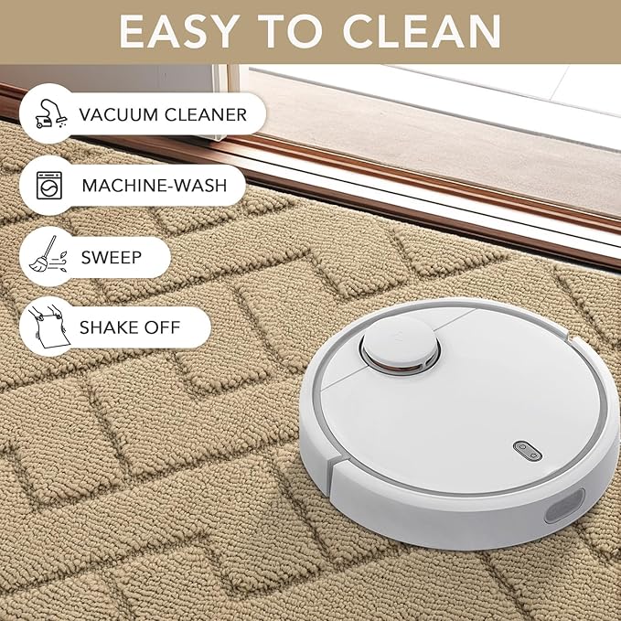 hicorfe Front Door Mat Outside Entrance,24"x35" Absorbent Muddy Dirt Resist Welcome Door Mats Outdoor Indoor,Stain and Fade Resistant,Non Slip Backing Entry Mat Doormat for Entryway (Beige)