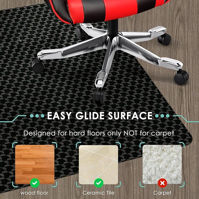 Vicwe Office Chair Mat for Hardwood Floor, 48" x 40" Large Chair Mats, Gaming Chair Mat for Hardwood, Easy Glide for Chairs, Multi-Purpose Floor Protector Desk Chair Mats for Home Office