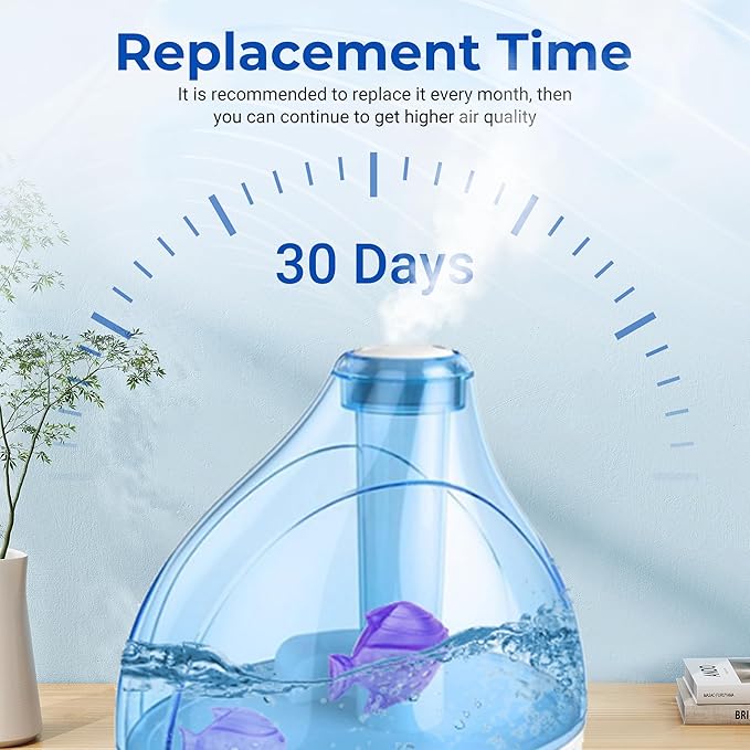 Funmit 12 Pack Universal Humidifier Cleaner Fish Compatible with Almost All Humidifiers and Fish Tanks, Equipped with Silver Ion Filter Balls, Prevents Hard Water Build-Up, Reduces Scale, Purple