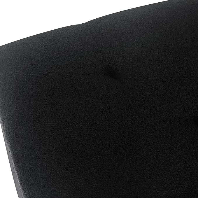 Joveco Storage Ottoman Bench, Rectangle 24″ Linen Foot Rest Stool Square Footstool for Living Room, Bedroom, Black