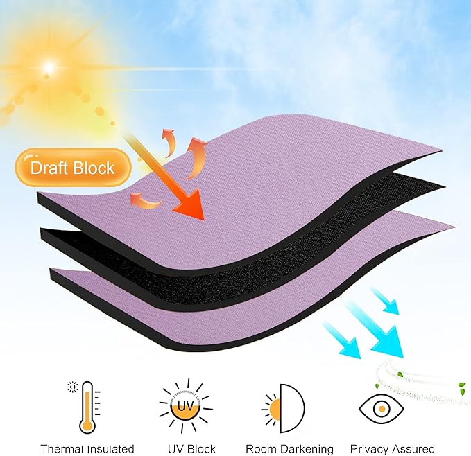 RYB HOME Blackout Curtains for Bedroom Thermal Insulated Window Drapes for Living Room, 2 Panels Set, W 42 x L 54 inch, Lilac