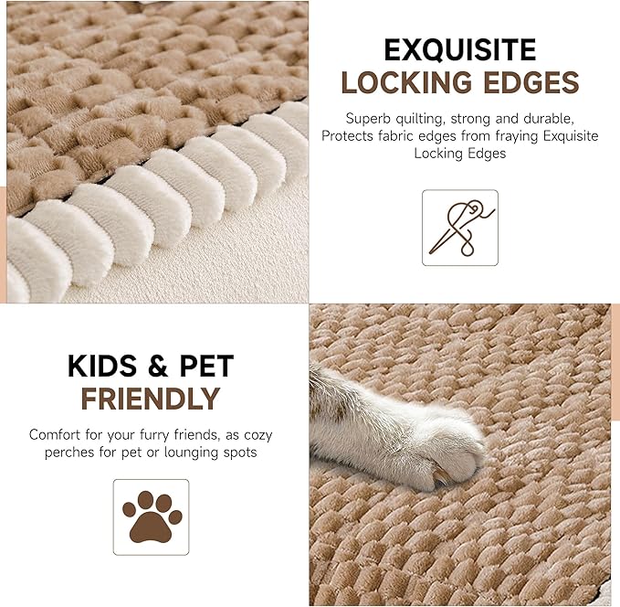 OTOB Couch Covers for Sofa Pet Friendly, Washable & Non Slip Fuzzy Dog Couch Cover Love Seat Sofa Slipcovers, All Seasons Cozy Soft Plush Furniture Protector Cushion Mat (Coffee, 27.6" x 59.1")