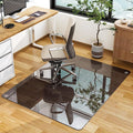 GLSLAND 46" × 55" [Tempered Glass] Chair Mat – Durable Office Chair Mat on Carpet with 0.2" Thickness, 4 Non‑Slip Pads, Sleek & Sturdy Matte Gray Finish, Smooth Glide & Easy Clean, Blue & Grey