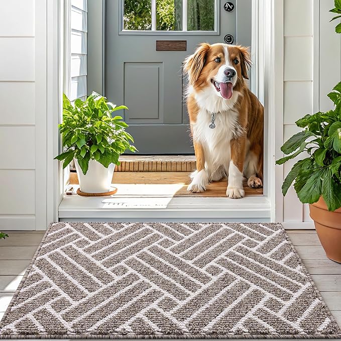 OLANLY Runner Indoor Door Mat, 70x23 Inch, Dirt Resistant and Absorbent, Non-Slip Rubber Backing Floor Mats, Easy Clean Low-Profile Doormat for Entryway, Front Door, and Inside Entrance, Khaki