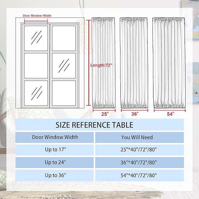 DWCN French Door Curtain - Rod Pocket Thermal Blackout Panel for Doors With Glass Window, Kitchen and Patio - Privacy, 36 X 72 Inches Long, 1 Panel With Tieback, Yellow