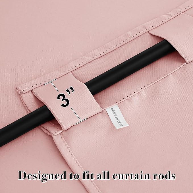RYB HOME Pink Blackout Curtains for Girls Bedroom - Thermal Insulated Curtains and Drapes Privacy Shades for Living Room Farmhouse Closet, W42 x L72 inch, 2 Panels