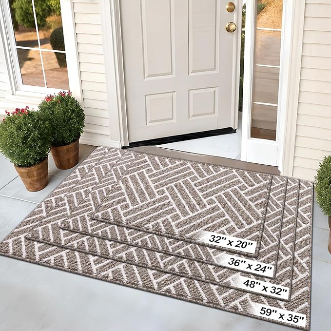 OLANLY Runner Indoor Door Mat, 70x23 Inch, Dirt Resistant and Absorbent, Non-Slip Rubber Backing Floor Mats, Easy Clean Low-Profile Doormat for Entryway, Front Door, and Inside Entrance, Khaki