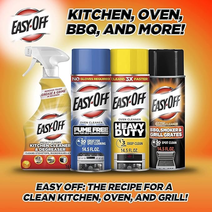 Easy-Off Specialty Kitchen Degreaser Cleaner, Clear, Lemon, 16 Fl Oz