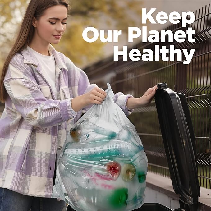 ToughBag 40-42 Gallon Trash Bags, 2.5 Mil Contractor Bags, Heavy Duty Large Trash Can Liners, Recycling Trash Bags, 33 x 48" (50 COUNT/CLEAR) - Made in USA