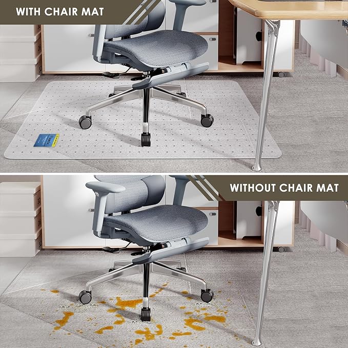 Azadx Heavy Duty Office Chair Mat for Carpet 32" x 55" Hard Material Chair Mat for Carpeted Floor Slip Resistant Carpet Protector for Home Office Easy Glide Desk Floor Mat for Office Chair on Carpets