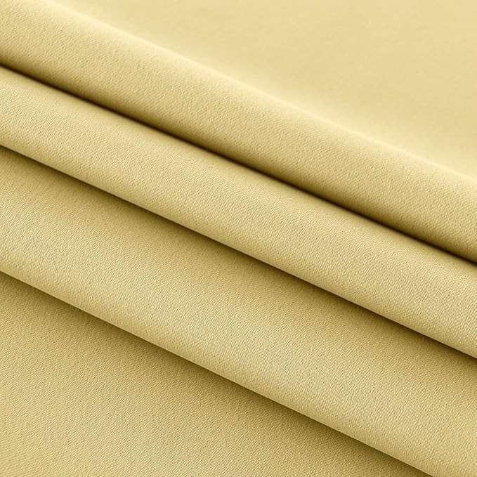 DWCN French Door Curtains – Rod Pocket Thermal Blackout Curtain for Doors with Glass Window, Kitchen and Patio Doors for Privacy, 36 X 72 Inches Long, 1 Curtain Panel with Tieback,Light Yellow