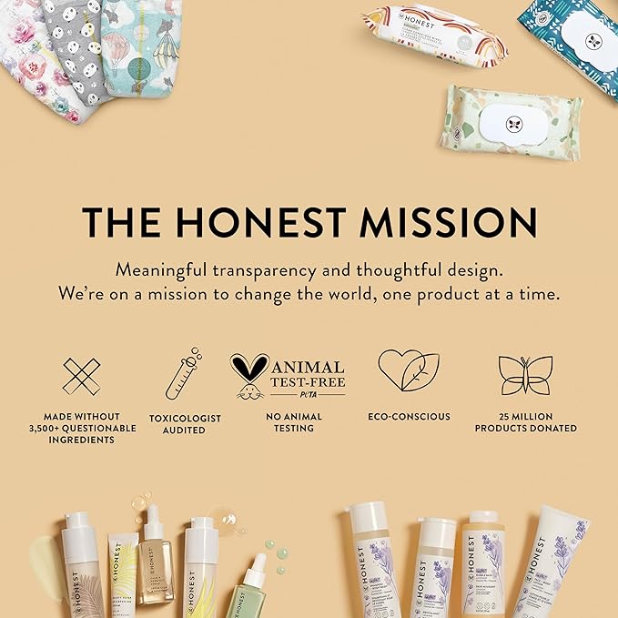 The Honest Company Hydrate and Cleanse Naturally Scented Wipes Cleansing Multi-Tasking Wipes 99% Water Plant Based Hypoallergenic Aloe and Cucumber 60 Count