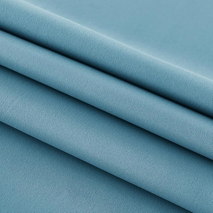 DWCN French Door Curtains – Rod Pocket Thermal Blackout Curtain for Doors with Glass Window, Kitchen and Patio Doors for Privacy, 36 X 72 Inches Long, 1 Curtain Panel with Tieback, Stone Blue