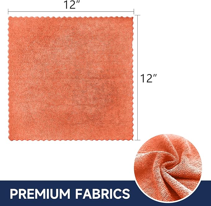 MRD's Home 40 Pack Microfiber Cleaning Cloths,12" x 12" Multi-Purpose Reusable Cleaning Cloth Wipes Rags,Lint Free,Scratch&Streak-Free Microfiber Towels for Home (20 Orange&20 Grey)