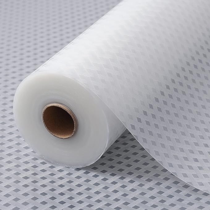 Shelf Liners for Kitchen Cabinets Refrigerator Liners Waterproof & Oil-Proof Kitchen Cupboard Liner Non-Slip Drawer Mats EVA Material Non Adhesive Fridge Liner for Shelves -Clear 11.8 x 393.7 Inches