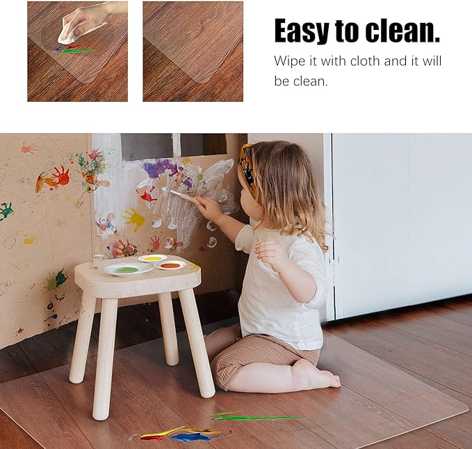 Kuyal Clear Chair Mat, Hard Floor Use, 6'×9' Transparent Office Home Floor Protector mat Chairmats (72" X 108" Rectangle)