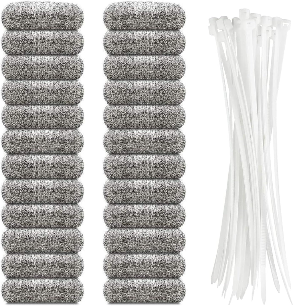 24 Pieces Lint Traps Stainless Steel Washing Machine Lint Snare Traps Laundry Mesh Washer Hose Filter with 24 pcs Cable Ties