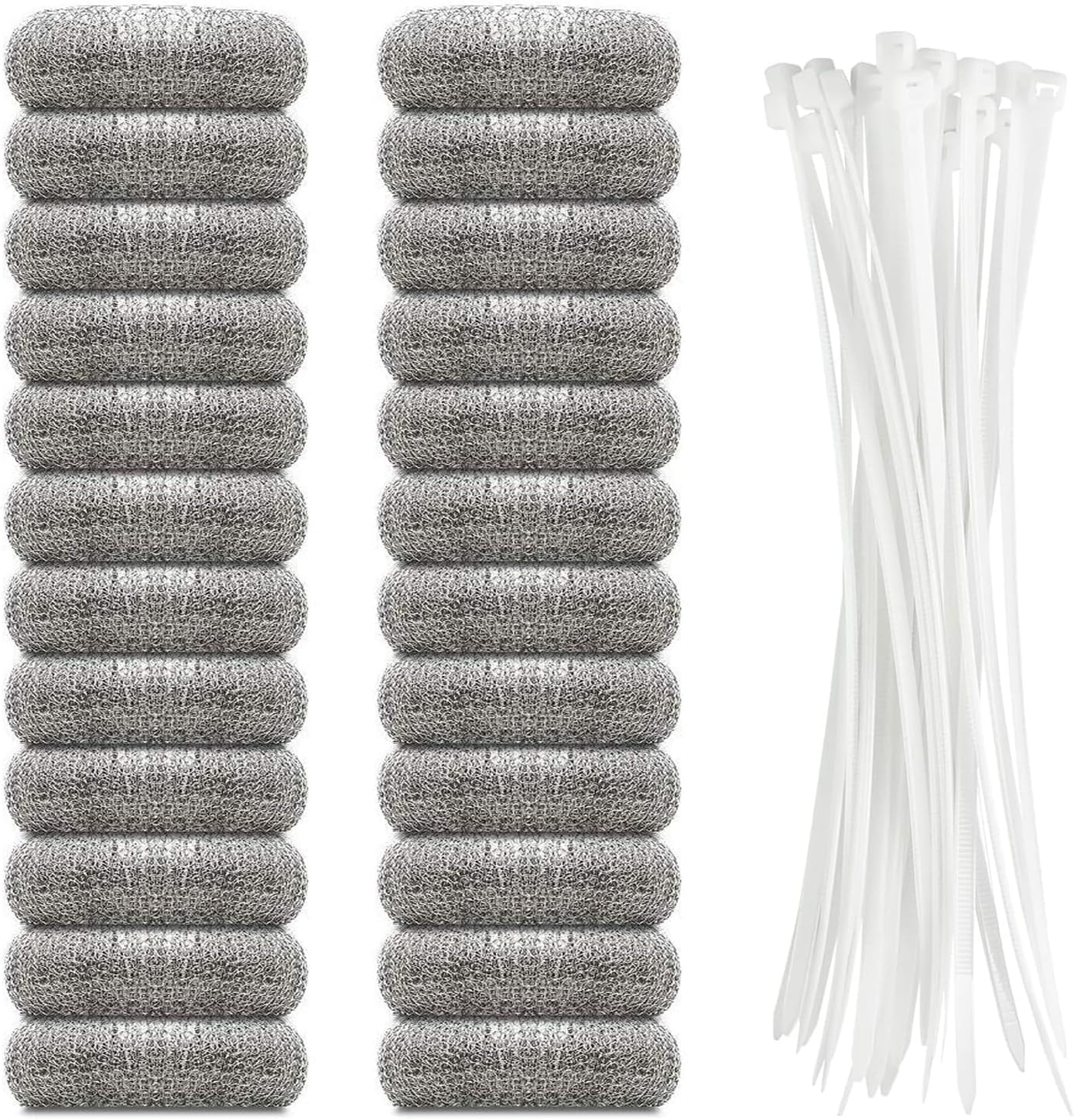 24 Pieces Lint Traps Stainless Steel Washing Machine Lint Snare Traps Laundry Mesh Washer Hose Filter with 24 pcs Cable Ties