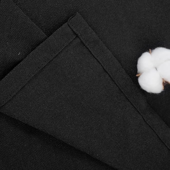 YoungsTex Black Linen Curtains 63 inch Length 2 Panels for Living Room, Back Tab and Rod Pocket Semi Sheer Drapes Light Filtering for Bedroom Gothic Decorative, 52 X 63 Inch