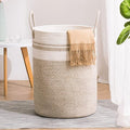 YOUDENOVA Woven Rope Laundry Hamper Basket, 100L Tall Laundry Basket, Baby Nursery Hamper for Blanket Storage, Clothes Hamper for Laundry in Bedroom-Extra Large-Brown