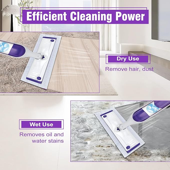 60 Pack Disposable Power Mop Refills Pads Compatible with Swiffer Power Mop,Spray Wet Pads Refill,Disposable Spray Mopping Pads Refills for Multi-Surface Floor Cleaning