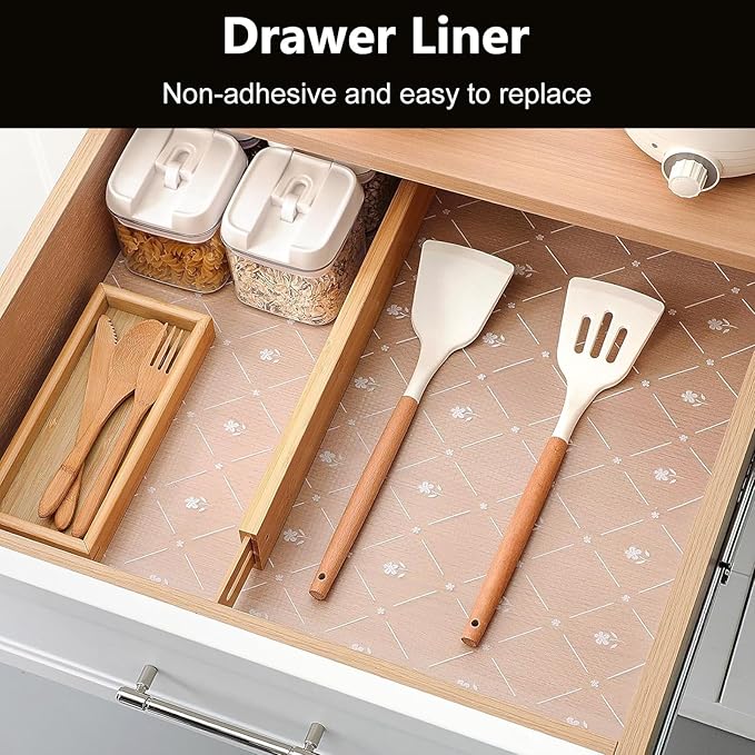 INNOLITES Shelf Liners for Kitchen Cabinets, Non Adhesive Drawer Cabinet Liner, Waterproof Oil-Proof Non-Slip Shelf Liner for Kitchen Pantry Refrigerator 23.6" x 118"