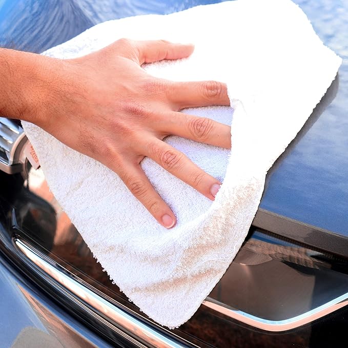 Arkwright W11 Terry Cloth Towels for Cleaning - Pack of 8 - Soft Cotton Blend Washable Multi-Purpose Bar Mop, Absorbent & Quick Dry, Bulk Bag of Rags for Kitchen, Auto Shop, and Garage, 5 lb, White