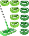 Reusable Microfiber Mop Pads Washable Wet & Dry Sweeping Cloths Mop Head Replacement for Household Cleaning (Green, 10PCS) Compatible with Swiffer Sweeper Refills