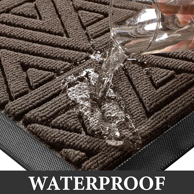 Yimobra Extra Large Door Mat 60x32, All-Weather Waterproof Non-Slip Welcome Matt Outdoor, Heavy Duty Non Slip Doormat for Entryway for Patio and Garage Indoor, Easy Clean, Brown