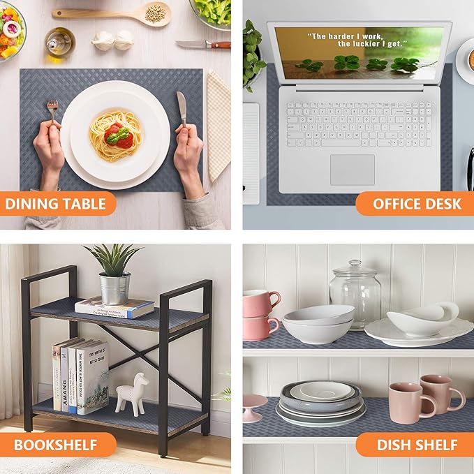 Shelf Liners for Kitchen Cabinets Refrigerator Liners Waterproof Kitchen Cupboard Liner Non-Slip Drawer Mats EVA Material Non Adhesive Fridge Liner for Shelves - Gray 17.5 x 236.2 Inches x 2 Rolls