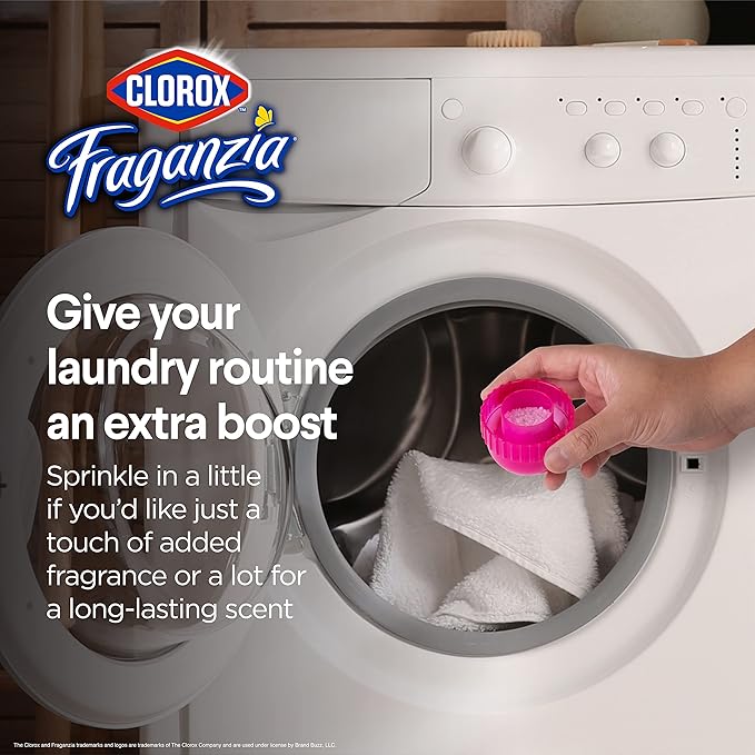 Clorox Fraganzia Laundry Scent Booster Crystals in Spring Scent - Scented In-Wash Freshener Beads for Fresh, Clean, Great Smelling Clothes and Linens, Twin 18 Oz - 6 Pack