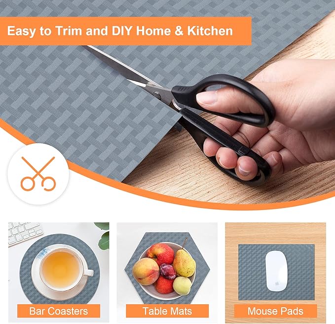 Shelf Liners for Kitchen Cabinets Refrigerator Liners Waterproof & Oil-Proof Kitchen Cupboard Liner Non-Slip Drawer Mats EVA Material Non Adhesive Fridge Mats for Shelves 17.3 x 393.7 Inches