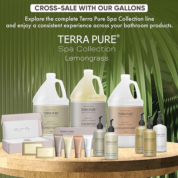 Terra Pure Spa Collection 1 Liter Conditioner Refill Bag For Soap Dispensers | Bulk Toiletries for Vacation Rentals, and Home Bathroom Showers | Green Tea Lemongrass | Single