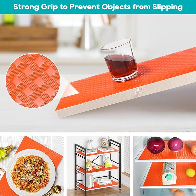 Red Fridge Liners Shelf Liner for Kitchen Cabinets Refrigerator Liners Waterproof & Oil-Proof Kitchen Cupboard Liner Non Adhesive Drawer Mats EVA Material for Shelves 11.8 x 393.7 Inches