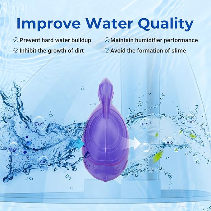 Funmit 6 Pack Universal Humidifier Cleaner Fish Compatible with Almost All Humidifiers and Fish Tanks, Purifies Water, Prevents Hard Water Build-Up, Reduces Scale, Purple