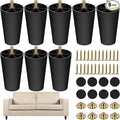 TURSTIN 8 Pack 4 Inch Plastic Furniture Legs with M8 T-Nuts Screws Tapered Sofa Couch and Chair Legs Replacement Furniture Legs for DIY Projects Sofas Coffee Tables Dressers Beds