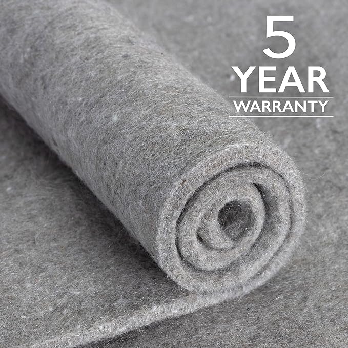 RUGPADUSA - Eco-Plush - 7'x10' - 3/8" Thick - 100% Felt - Extra Cushioned Rug Pad - Available in 3 Thicknesses, Many Custom Sizes