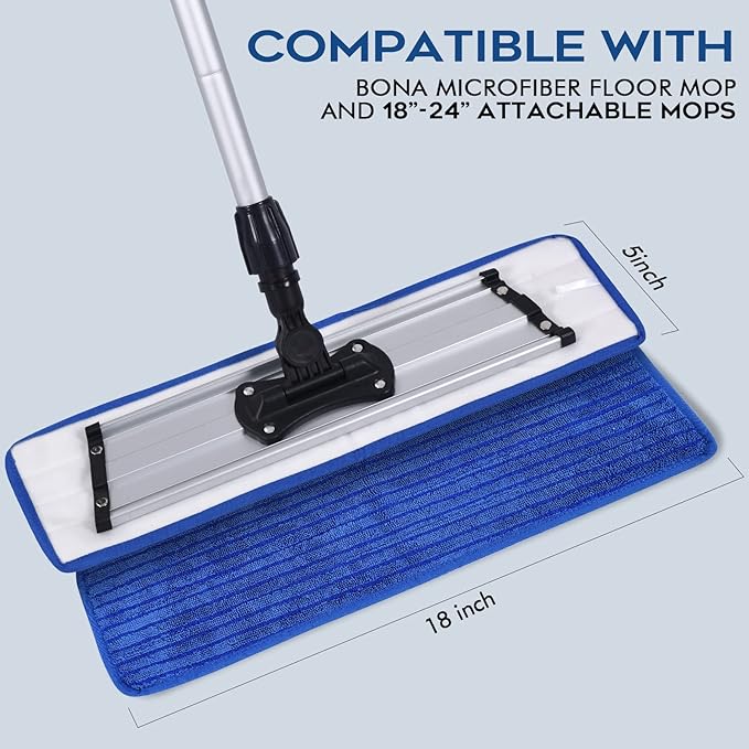 Matthew 18'' Microfiber Mop Replacement Pads for Wet Dry Reusable Mops Floor Home Commercial Cleaning Refills, Machine Washable Compatible with Bona Mop&Any Microfiber Flat Mop System Blue (12 Pack)