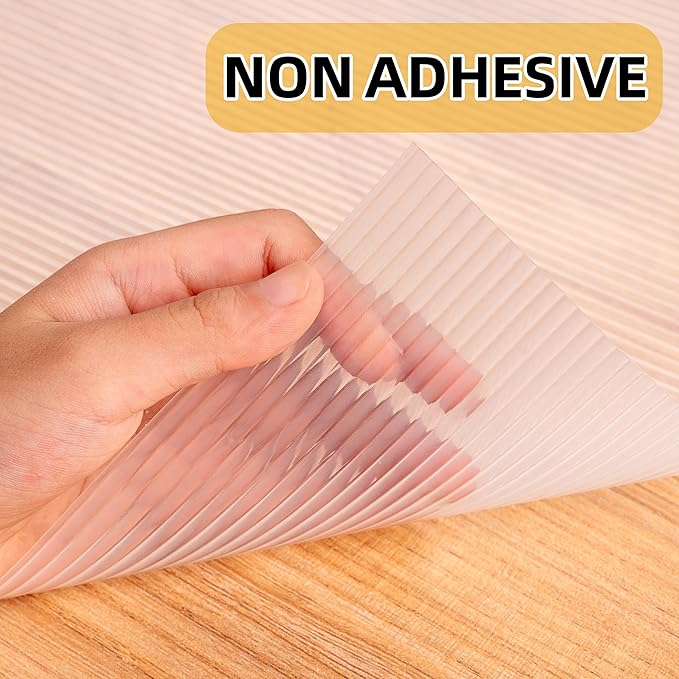 Shelf Liner Non Slip,Non Adhesive Cabinet Liner,Waterproof Drawer Liner,Food-Grade EVA Material for Kitchen Cabinets,Drawers,Refrigerators-Odorless & Easy to Cut-20 x 240 inches x 2 Rolls,Thickened