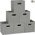 Household Essentials 84-1 Foldable Fabric Storage Bins | Set of 6 Cubby Cubes with Handles | Gray (Pack of 6)