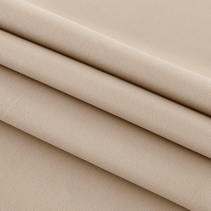 DWCN French Door Curtains – Rod Pocket Thermal Blackout Curtain for Doors with Glass Window, Kitchen and Patio Doors for Privacy, 12 X 72 Inches Long, 1 Curtain Panel with Tieback, Beige