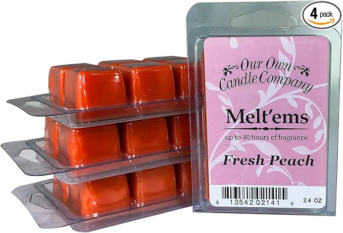 Our Own Candle Company Premium Wax Melt, Fresh Peach, 6 Cubes, 2.4 oz (4 Pack)