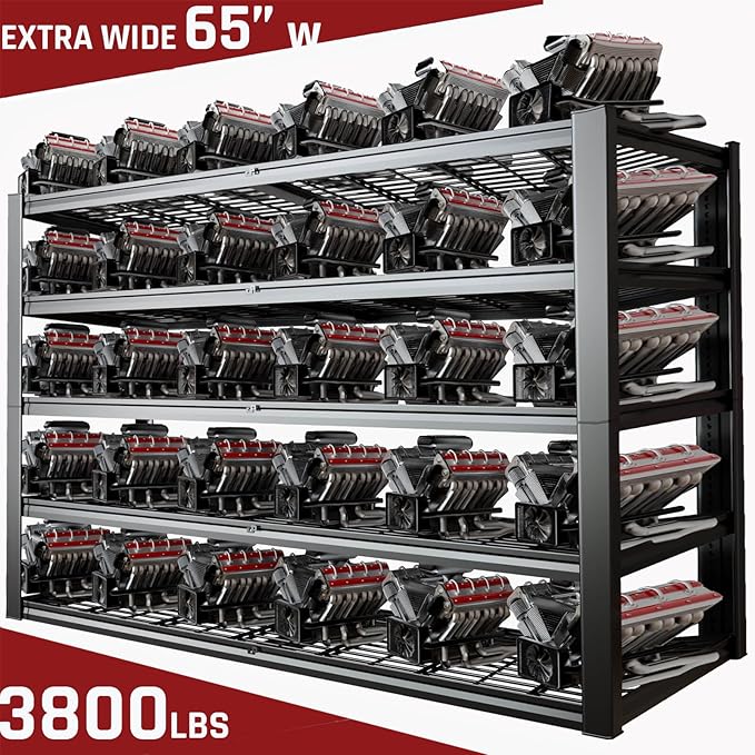 65" W Garage Shelving Heavy Duty, 5 Tier Garage Shelves, 30" D Adjustable Storage Shelving Unit, Commercial Metal Shelf for Warehouse, Pantry, School, Shop, 68" Wx30 Dx79 H