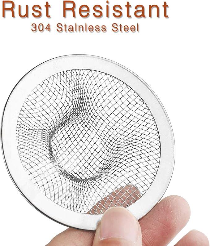 4pcs Heavy Duty Stainless Steel Slop Basket Filter Trap, 4.41" Top / 2.44" Mesh Metal Sink Strainer,Perfect for Kitchen Sink/Bathroom Bathtub Wash Basin Floor Drain Balcony Drain Hole,Utility…