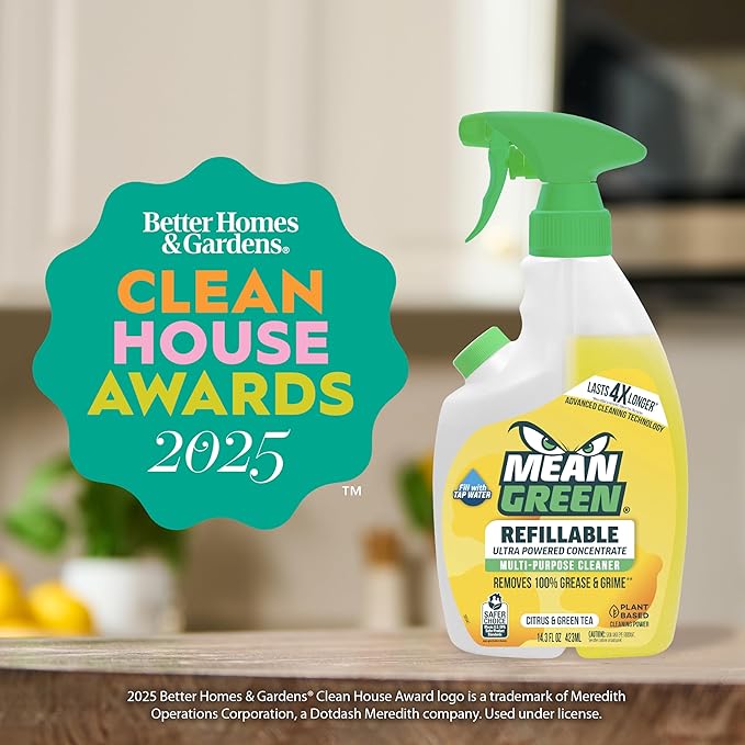 Mean Green Refillable Ultra Powered CONCENTRATE Multi Purpose Cleaner, Citrus & Green Tea, 14.3 fl oz 2-Pack