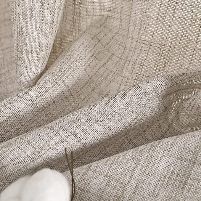 YoungsTex Natural Linen Curtains 84 Inches for Living Room Back Tab and Rod Pocket Textured Window Drapes for Bedroom Dining Farmhouse Light Filtering, 42 X 84 Inch, 2 Panels