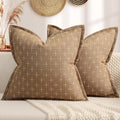 ZWJD Throw Pillow Pillow Covers 24x24 Set of 2 Soft Polyester Textured Pillow Covers with Stylish Flange Edge Cozy Farmhouse Throw Pillows for Couch Bed Sofa Living Room