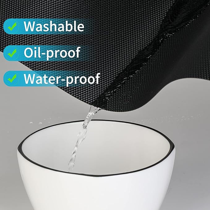 Kitchen Shelf Liner Drawer Liners, Non-Adhesive Refrigerator Liners Waterproof Fridge Mats with Strong Durable Kitchen Cabinets Mat for Drawers, Shelves, Pantry Black
