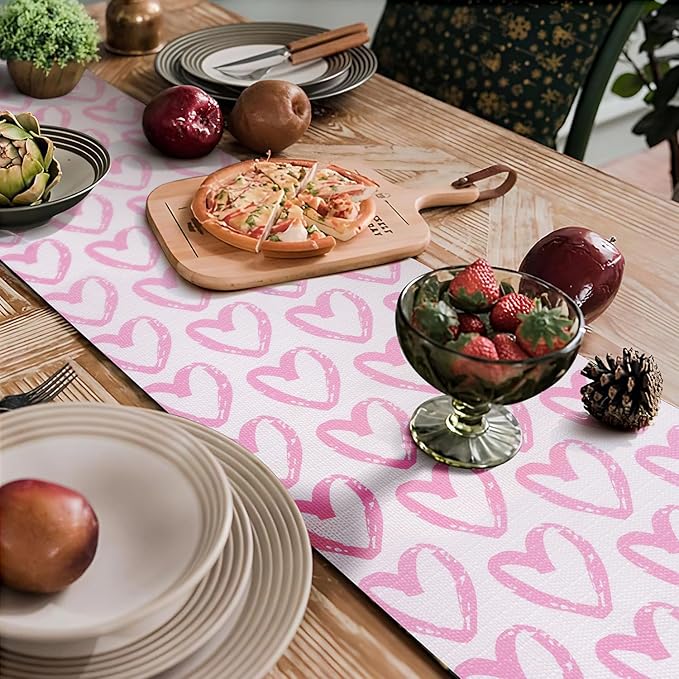 Pink Heart Shelf and Drawer Liner for Cabinets, 12IN x 20FT Non-Adhesive and Strong Non-Slip Shelf Cabinet Drawer Liners for Kitchen,Table,Bookshelves,Waterproof Cupboard Liners,Easy to Clean